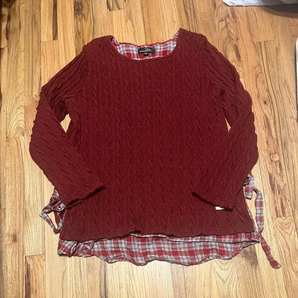 Suzanne Berto Women's Red Cable Knit Sweater size Medium - Picture 1 of 6